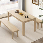 Giantex Dining Table for 4-6, 63" L Large Farmhouse Kitchen Table, Wooden Rectangular Dinner Table for Living Dining Room, Home Office, Dinette, 330LBS Capacity, Natural
