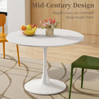 42" Tulip Table for 4-6 Persons Modern Round Dining Room Table, Mid-Century Modern White Small Kitchen Table with MDF Wooden Top, Leisure Coffee Table for Living Room, Dining Room, Office