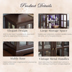 32" H LED Accent Curio Cabinet with 7 Color Lights for Collectibles, Modern Storage Cabinet with Tempered Glass Doors, Sideboard Buffet Case with Smartphone-Controlled Lights (Dark Cherry)