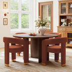 Hyfirm Barrel Dining Chairs Set of 4, Velvet Upholstered Armchairs with Open-Back, Solid Wood Frame, Gold Metal-Trimmed Legs, Pre-Assembled Side Chairs for Kitchen/Dining Room/Living Room, Orange