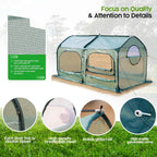 Pop up Greenhouse Tent Cover Tunnel Plant House,Large Gardening Flower Sunshine Room with Mesh Windows,Backyard PE Cover for Cold Frost Protector with Stakes and Rope Guys (Medium Size)