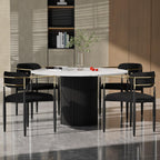 Baysitone Dining Chairs Set of 4 Mid-Century Modern Upholstered Boucle Dining Room Chairs Open Back Curved Backrest Black Metal Legs Gold Armchairs for Kitchen Living Room, Black(Only Chairs)