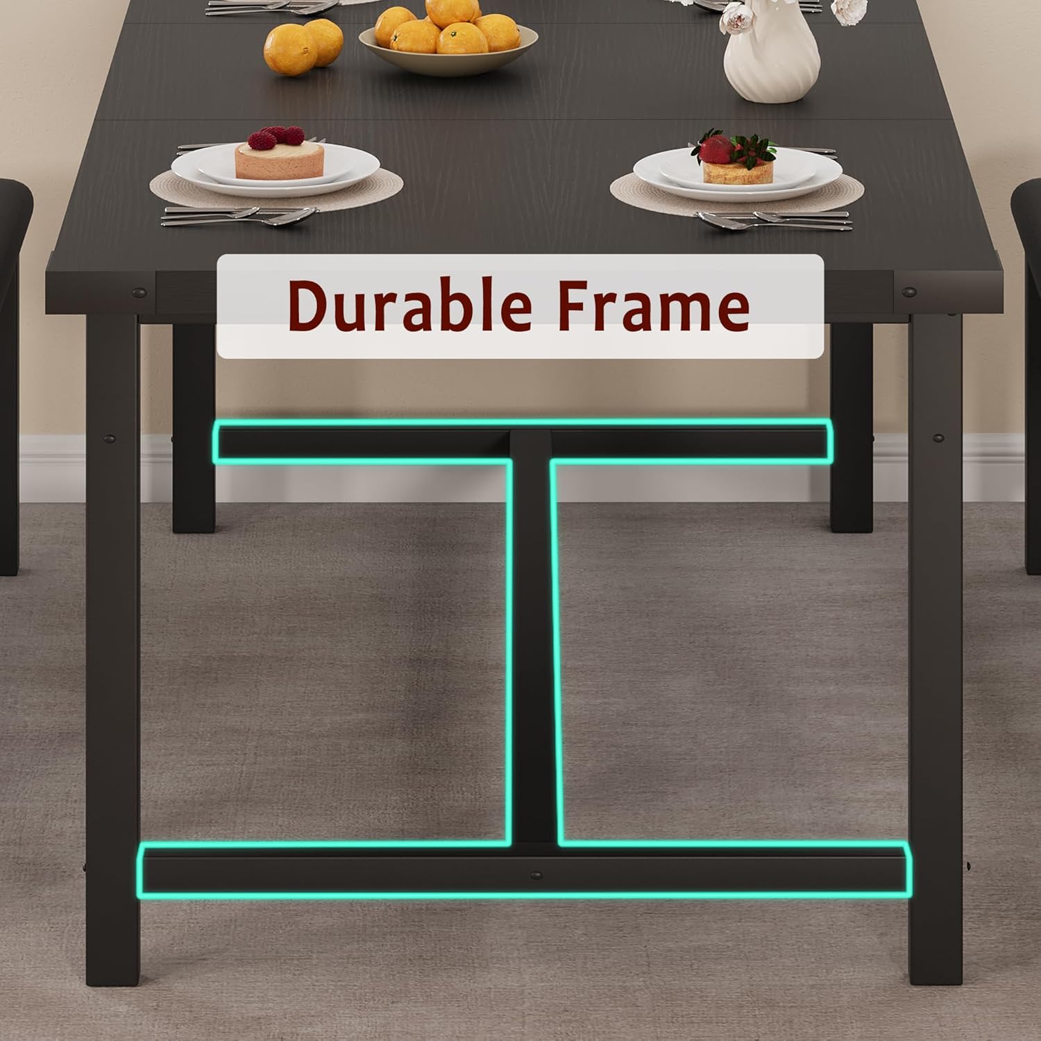 3-Piece Dining Table Set for 4-6 People, Extendable Kitchen Table Set with 2 Upholstered Benches, Dining Room Table Set for Apartment, Kitchen, Living Room, Black
