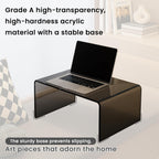 Gray Acrylic Compact Accent Table – Modern Multipurpose Small Side Table or End Stand for Apartment Living, Bedrooms and Reading Corners – Waterfall Design, No Assembly, 15.7"×11.8"×11.8"