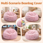 Stuffed Animal Storage Bean Bag Chair Cover, Soft Bean Bag Cover | Fluffy Faux Fur Stuffed Animal Storage Chair, Non-Slip Bottom, Fill with Plush Toys or Blankets, for Kids Teens Adults Girls
