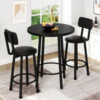 Recaceik 3‑Piece Pub Dining Set, Counter Height Modern Round Bar Table with Wood Top, Pub Table and Stools for 2, Easy Assemble Bistro Set for Breakfast Nook, Living Room, Small Space Restaurant