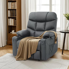 MCombo Power Lift Recliner Chair for Elderly, for Mom, Electric Lift Chair with Extended Footrest, USB Ports, Cup Holders, Faux Leather 7287 (Dark Grey, Medium)