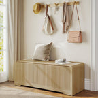 Storage Chest, 47.2" Large Entryway Bench with Storage, Wooden Storage Chest for Bedroom w/Lift Top, Modern Blanket Chest with 2 Safety Hinges for Entryway Living Room Hallway, Natural