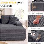 85'' Loveseat Chaise Lounge Chair, Oversized Double Couch | Deep Seat Sofa Bed Sleeper Couch, Reading Chairs Cloud Sofas for Living Room, Bedroom, No Assembly, Corduroy Dark Gray