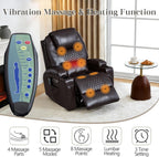AHMED Dual Motor Power Swivel Rocker Recliner Chair, Faux Leather, Brown | Electric Glider Rocking Chair, Massage & Heat, Cup Holders, LED Lights, USB A/USB C Ports