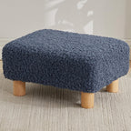 Small Foot Stool Ottoman, Sherpa Footstool Ottoman Foot Rest for Couch, Rectangle Footstools and Ottomans Small for Living Room, Entryway and Bedroom (Navy Blue)
