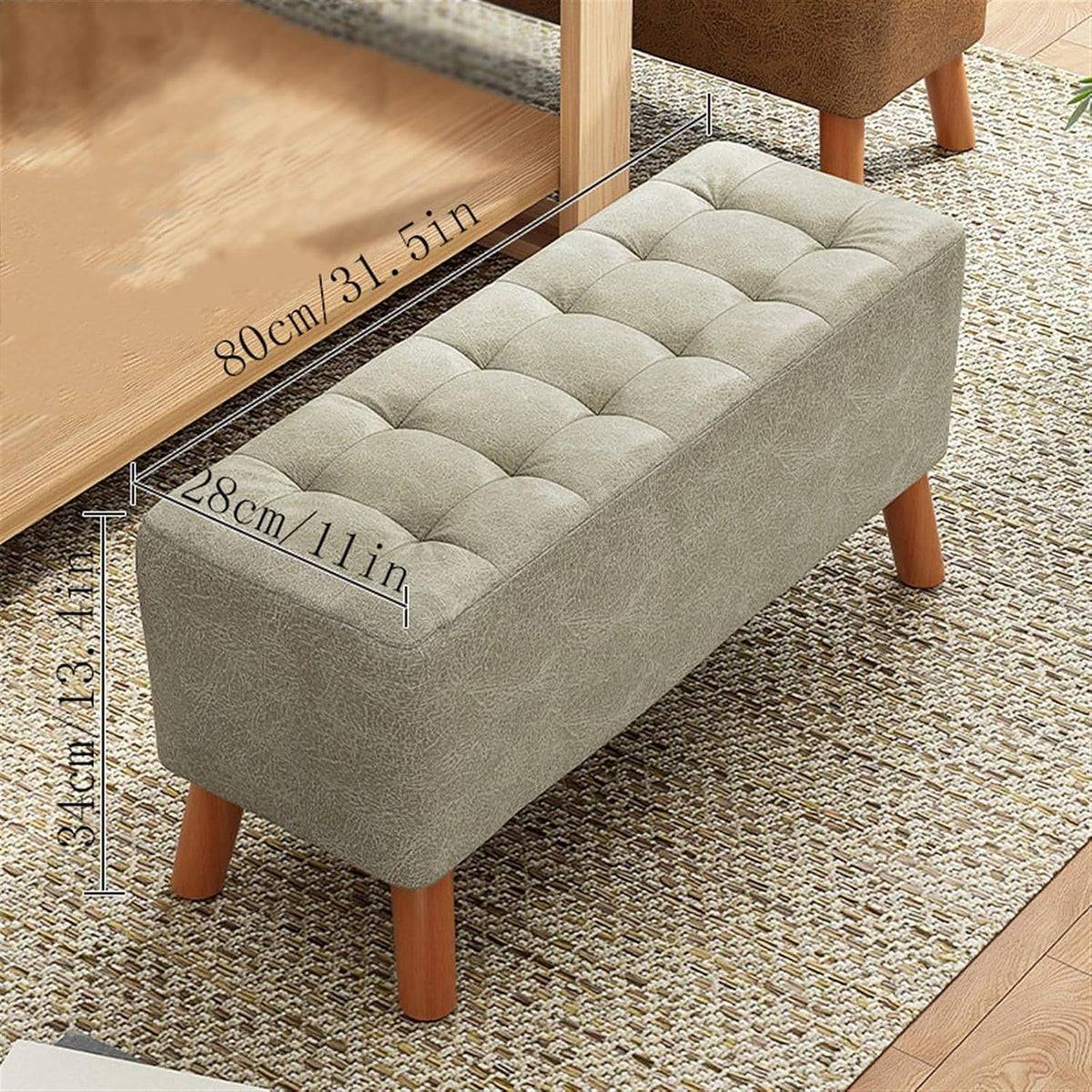 Modern Entry Door Shoe Bench Household Doorway Wearing Shoes Stool Long Clothing Fitting Room Sofa Bedside Entryway(Dark Green,80cm)