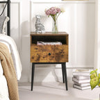 VECELO Modern Wood Night Stand,Square End Table Side Table with Drawer and Storage Space for Bedroom and Living Room