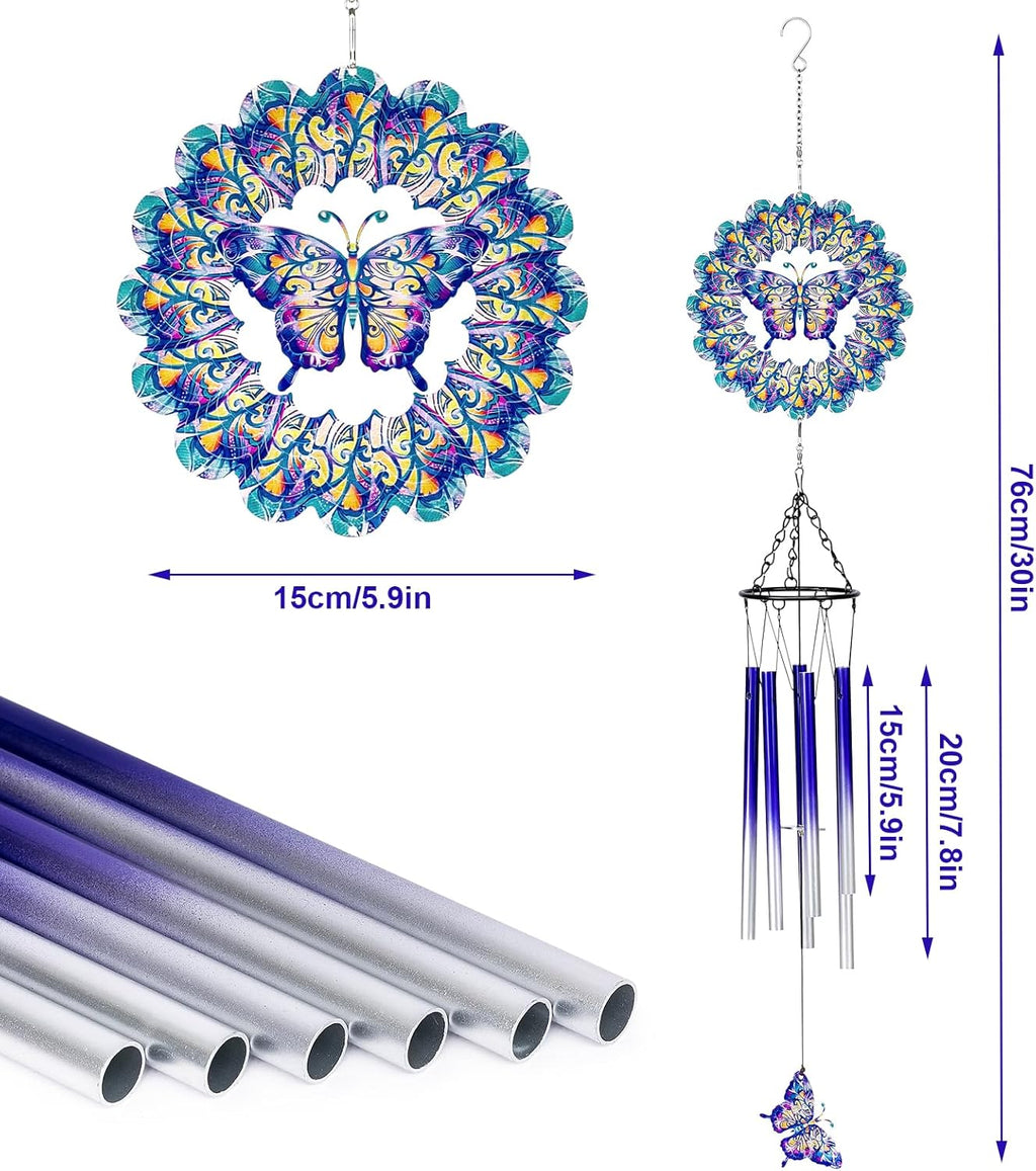 TUOKING Wind Chimes for Outside Butterfly Wind Spinner Windchimes Hanging Decoration for Outdoor Yard Garden Patio, Unique Gift for Mom,Women,Chimes Lovers