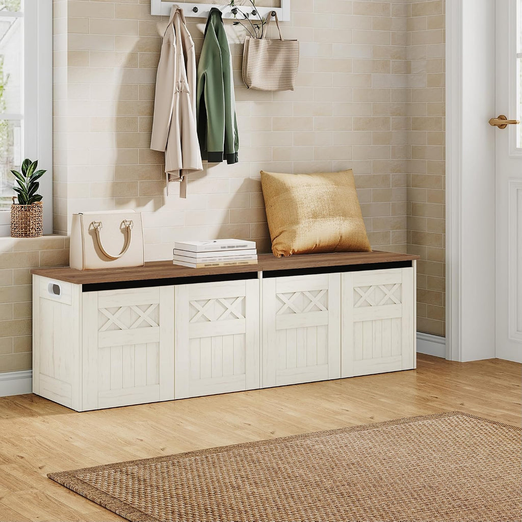 Hzuaneri 59" Farmhouse Storage Chest and Bench | 70 Gal | 330lb Seat