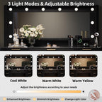 Fluted Makeup Vanity Desk with Large 39.3" Mirror and Lights, 48.8" Wood Vanity, Large Vanity Dressing Table, Modern Wooden Vanity Table for Women and Girls, Bedroom or Dorm (Inky Black)