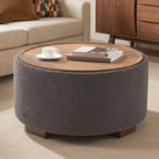 30 Inch Round Storage Ottoman Coffee Table, Modern Boucle Ottoman with Lift Off Lid for Living Room, Bedroom, Corners, Apartments, Gray