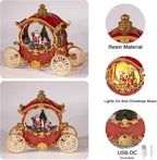 Christmas Snow Globes,Christmas Carriage Snow Globe with 8 Music & Timer, Battery Or USB Cable Powered Operated Glittering for Christmas Table Centerpiece Decoration.Gift- Santa,Christmas Tree