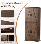 HOMPUS 71" Tall Kitchen Pantry Cabinet with Doors and Drawer, Farmhouse Storage Cabinet with Adjustable Shelves, Rustic Wood Cupboard for Kitchen, Dining Room, Living Room, Bathroom, Rustic Brown