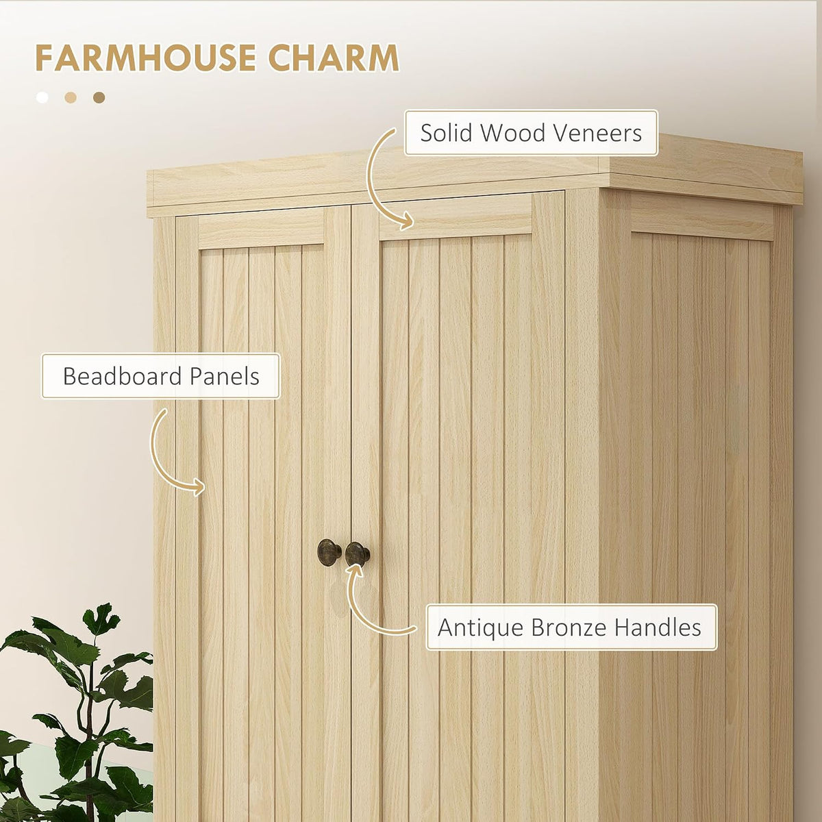 72" Farmhouse Kitchen Pantry Cabinet, Freestanding Tall Storage Cabinet with 4 Soft-Close Doors, 2 Adjustable Shelves and Drawer for Dining Room, Natural Wood