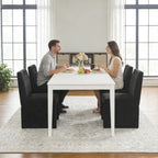 RNKSFX Black Upholstered Dining Chairs Set of 2, Kitchen & Dining Room Chairs, Mid Century Modern Chairs, Linen Dining Chairs with Wooden Frame, Fabric