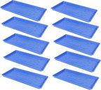 SUNPACK 10" x 20" Heavy Duty Shallow Plastic Seed Starting Tray, Blue, 1" (Pack of 10) - No Drainage Holes, Perfect for Greenhouses or Indoor Gardening