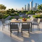 Elountik Set of 6 Heavy Duty Outdoor Patio Chairs, All Weather Textilene Mesh, Metal Frame, 350lb Capacity, Grey