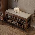 Shoe Bench with Storage, Wooden Shoe Storage Bench with Cushion&Hidden Drawer, 2-Tier Shoe Rack Bench for Entryway, Mudroom, Hallway