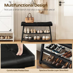 YATINEY Shoe Bench, 3-Tier Shoe Rack, Entryway Bench with Storage and Cushion, for Hallway, Foyer, Bedroom, Black HX02BB