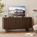 ONBRILL 63" Fluted Sideboard Cabinet with Storage Adjustable Shelves Walnut