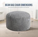 Hobestluk Adult Bean Bag Chair Giant Beanbag with Filling Living Room 3FT | Grey Large Big Oversized Bean Bag Chair Memory Foam Filling Machine Washable Fluffy Cover Bedroom Dorm Reading Gaming