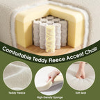 Homkdom Barrel Accent Chair with Storage Ottoman, Teddy Fleece Shell Back, Ergonomic Lumbar Support, Spring Foam Seat, 300 lbs, Reading Chair for Bedroom Living Room Home Office Creamy White