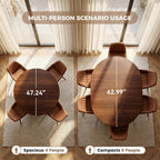 Miereirl Extendable Dining Table Set for 4-6, 47.24"-63" Round to Oval Dining Table Set with Upholstered Chairs, Hidden Storage Shelf, Kitchen & Dining Room Furniture for Apartment