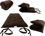 D&D Futon Furniture Brown Queen Size Traditional Japanese Floor Rolling Futon Mattresses, Shikifuton, Tatami, Cotton/Foam Topper Mattress 80 x 60 x 3
