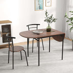 Giantex 3-Piece Dining Table Set for 2, 55-inches Drop Leaf Kitchen Table with Dining Chairs, Metal Frame, Space-Saving Breakfast Nook Set for Small Space, Dinner, Dinette, Apartment, Dorm Room