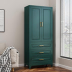 75" Metal Pantry Storage Cabinet with 3 Drawers, Green | Premium Cold-Rolled Steel Frame, Luxury Gold Handles, Adjustable Inner Shelves, Magnetic Doors, Anti-Tipping Kit