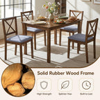 Giantex Dining Table Set for 4, Wood Kitchen Table with Upholstered Chairs | Farmhouse Space-Saving Dinette Set with X-Shaped Backrest for Small Space, Breakfast Nook, Dining Room