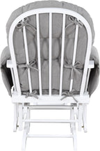 Suite Bebe Carson Glider and Ottoman in White Wood and Oyster Gray Fabric