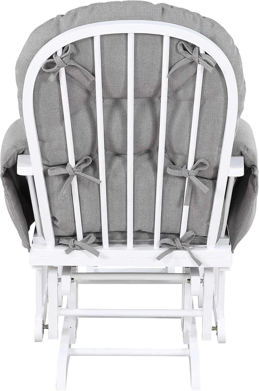 Suite Bebe Carson Glider and Ottoman in White Wood and Oyster Gray Fabric