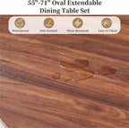 55"-71" Extendable Dining Table Set for 8, Oval Dining Room Table Set for 8, Modern Wood Kitchen Table Upholstered Chairs Set of 8, Ideal for Dining Room,Office, Space-Saving