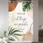 Glawry Boho Bible Verse Small Shower Curtain Stall RV Narrow Inspirational Scriptures Quotes Palm Leaf Abstract Bathroom Mid Century 48Wx72L Inches Bath Accessories Art Home Decor Fabric 8 Pack Hook