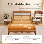 Sophia & William Queen Bed Frame with Headboard, Solid Wood Bedframe