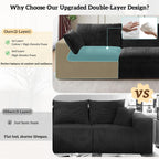 157.6" Cloud Couch Oversized Modular Sectional Sofa, U-Shaped 8 Seater Deep Seat Couch with Ottoman, Soft Corduroy Upholstery, DIY Combination for Living Room, No Assembly Required, Black