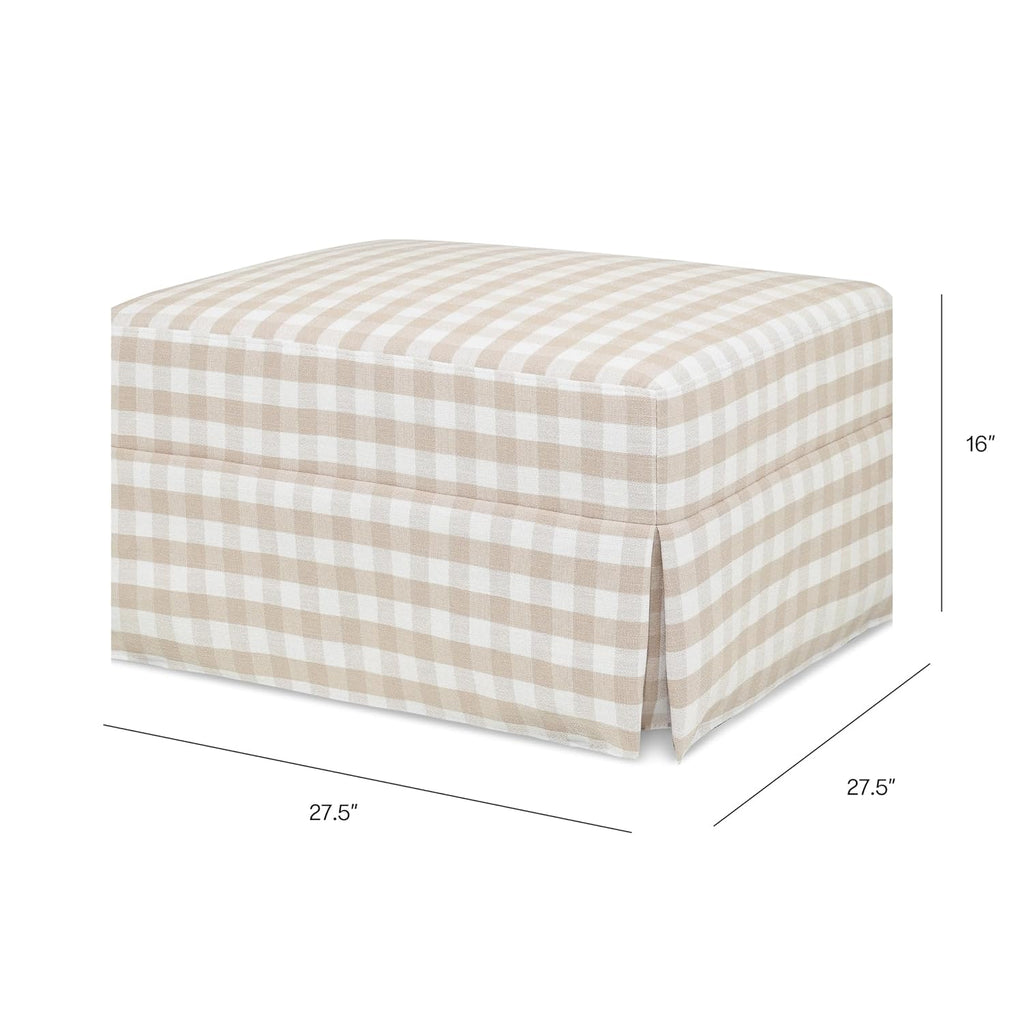Namesake Crawford Gliding Ottoman in Tan Gingham, Greenguard Gold & CertiPUR-US Certified