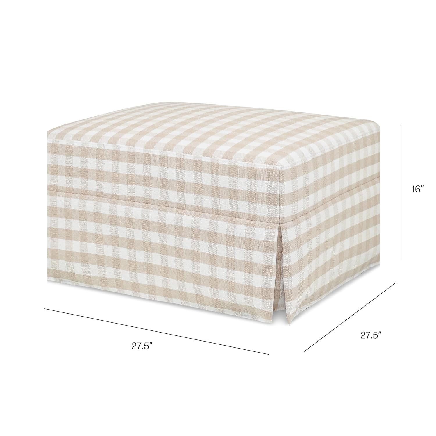 Namesake Crawford Gliding Ottoman in Tan Gingham, Greenguard Gold & CertiPUR-US Certified