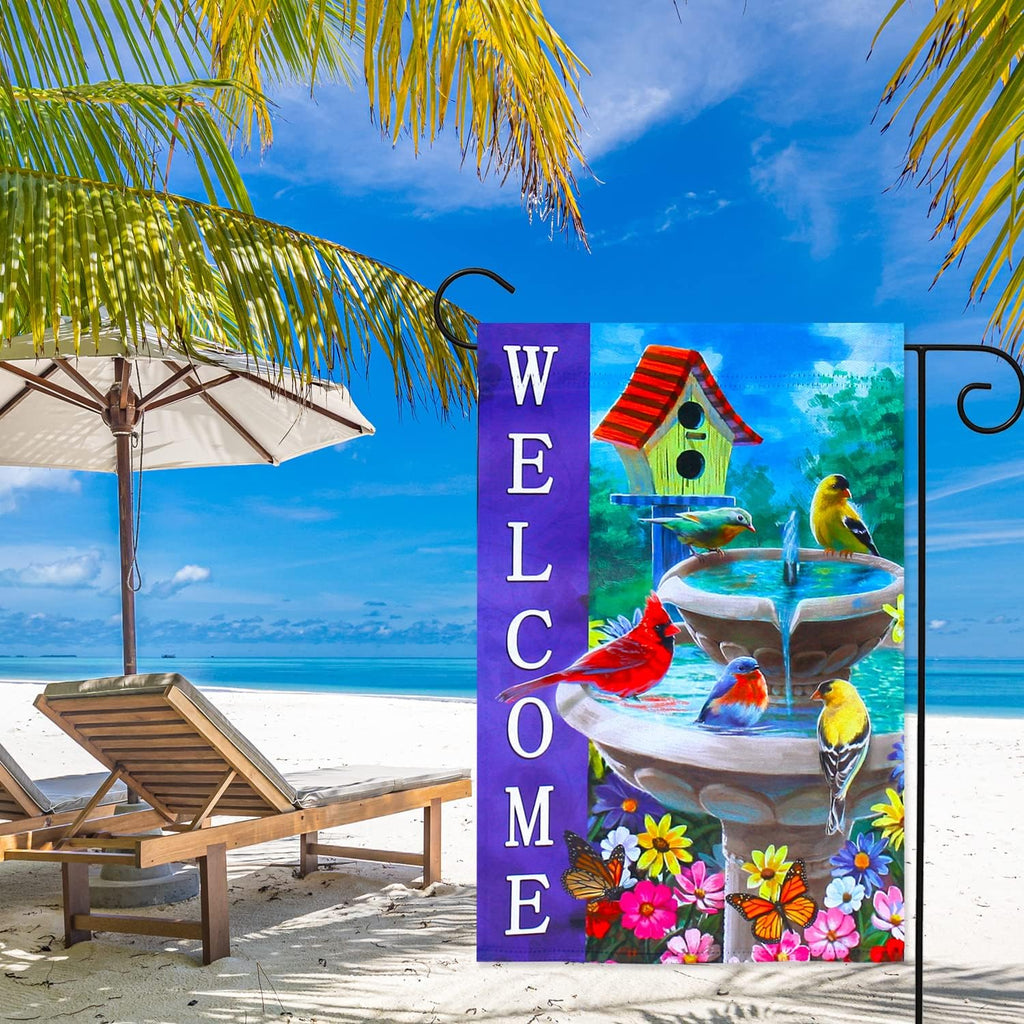 Welcome spring summer bird flags for outside 28x40 double sided, summer house flags, Large Flags Outdoor flags for outside decoration