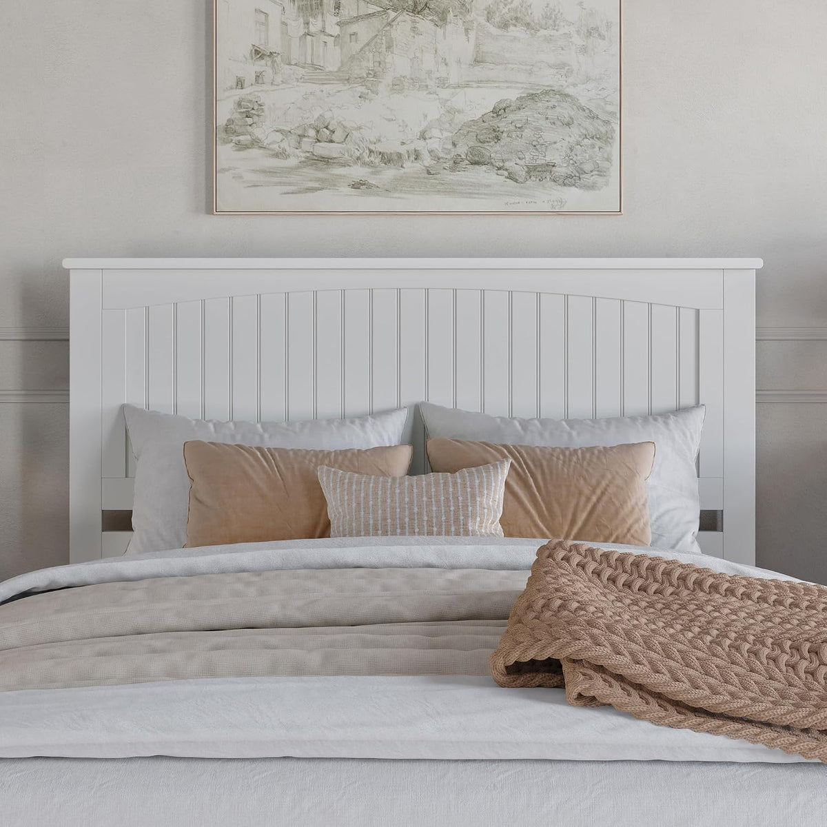 AFI, Nantucket Queen Solid Wood Panel Headboard, White
