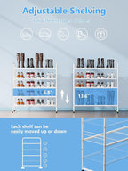 SUFAUY 33" Wide Shoe Rack, 5 Tier Shoe Storage Rack for 24-30 Pairs of Shoes, Shoe Organizer for Entryway, Steel Frame, Industrial, White