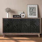 60 Inches Black Large Farmhouse Sideboard Buffet with Storage, Retro Credenza Console Table with Adjustable Shelves for Kitchen, Dining Room, Living Room, Entryway, Antique Black