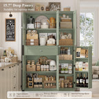 HOSTACK 68" Tall Kitchen Pantry Storage Cabinet with Doors & Shelves, Green | Large Pantry Cabinet with Door Rack, Freestanding Kitchen Storage Cabinet with Drawer, Food Pantry for Dining Living room